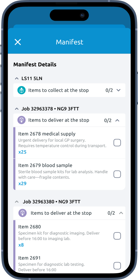 CitySprint courier app interface